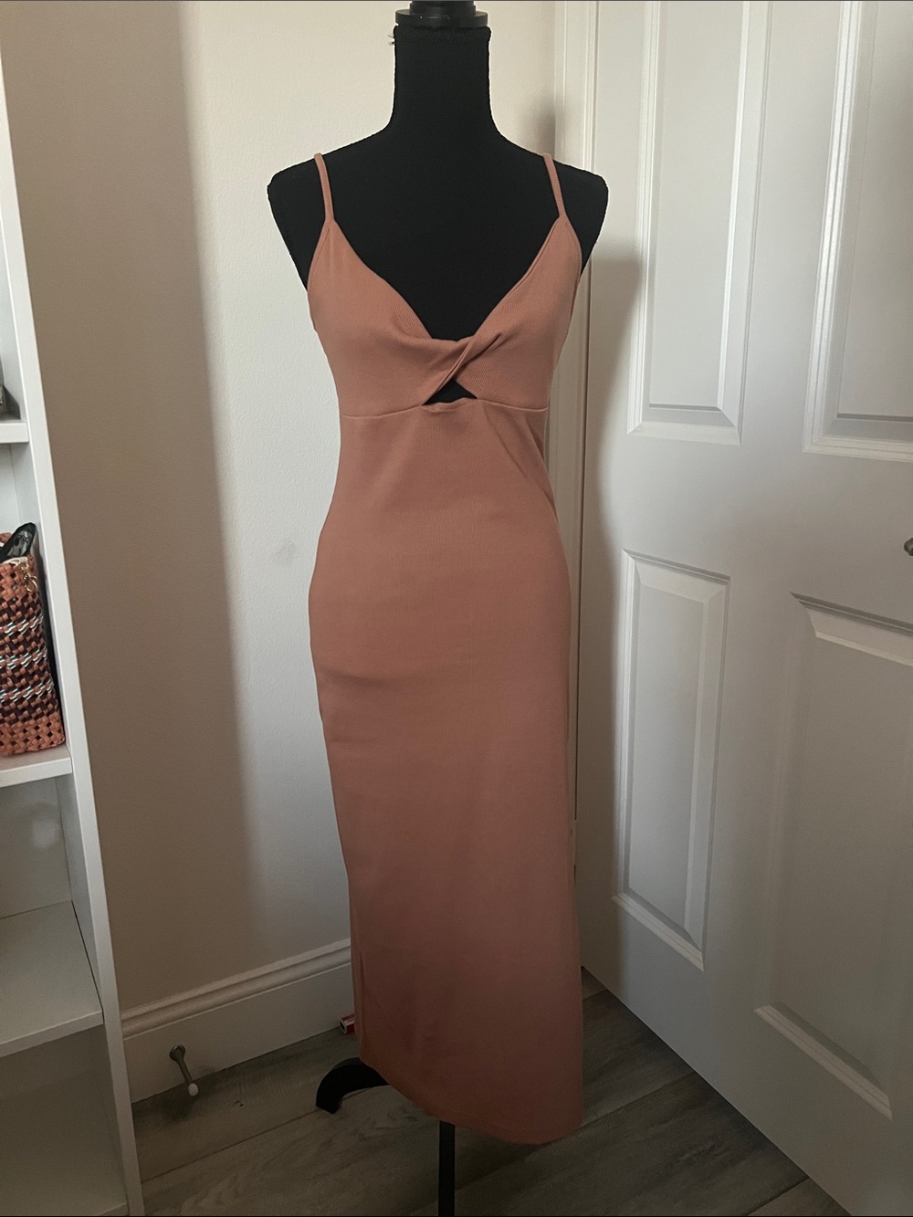Roxy Dusty Rose Twist-Front Midi Dress